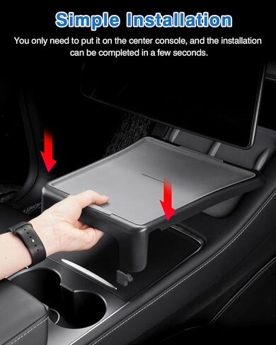 صينية وحدة التحكم المركزية للسيارة لطراز تسلا 3 / موديل Y 2020-2024 طاولة تناول الطعام متعددة الوظائف صينية طعام ومسند للذراع منظم مقاوم للغبار موديل 3 موديل Y ملحقات داخلية باللون الرمادي in Kuwait