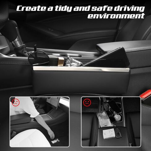 Apeso Car Seat Gap Filler Organizer: Leather Car Seat Gap Filler Storage Box, Car Side Seat Crack Space Inserts Between Seats, Car Accessories Front Seat Console Organizer (1 Pack) in Saudi Arabia