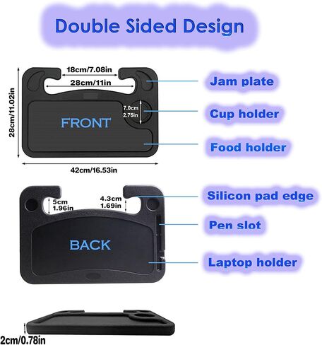 مكتب غداء السيارة المحمول، صينية مقعد عجلة قيادة السيارة مع حامل أكواب، طاولة مقعد السيارة للكتابة والعمل والشرب وتناول الطعام in Kuwait