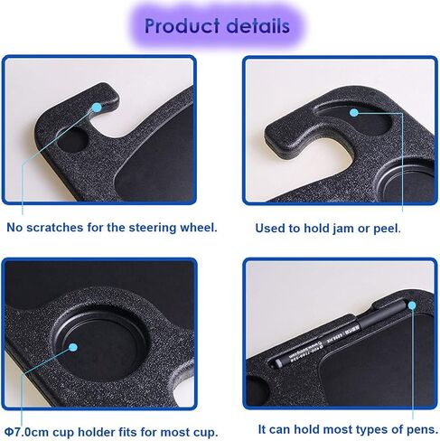 مكتب غداء السيارة المحمول، صينية مقعد عجلة قيادة السيارة مع حامل أكواب، طاولة مقعد السيارة للكتابة والعمل والشرب وتناول الطعام in Kuwait