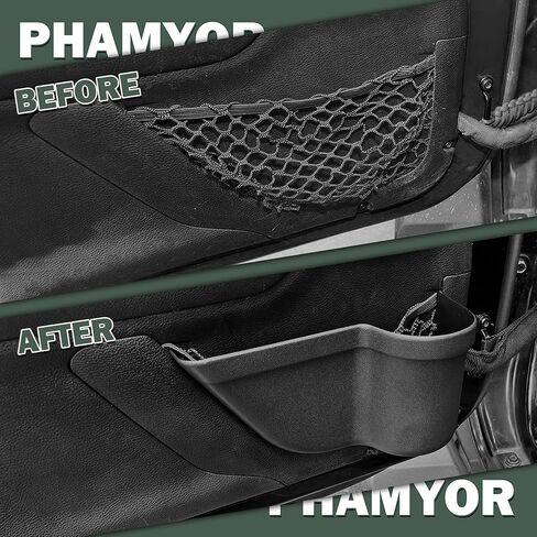 توسيع جيوب تخزين الباب الأمامي، صندوق منظم لإدخال جانب الباب مع حامل أكواب لسيارة جيب رانجلر JK JKU Sports Sahara Rubicon Unlimited 2/4 باب، أسود، مشبك، يسار ويمين in Kuwait