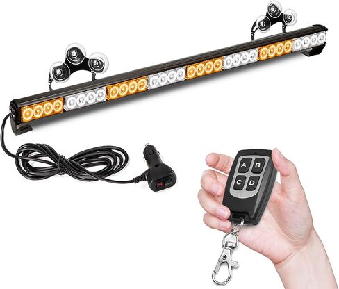 TeddyTT 32 LED 35.5" High Intensity Hazard Emergency Warning Tow Traffic Advisor Flash Strobe Directional Light Bar with Wireless Remote Control (Blue & White & Blue, 35.5'') in Saudi Arabia