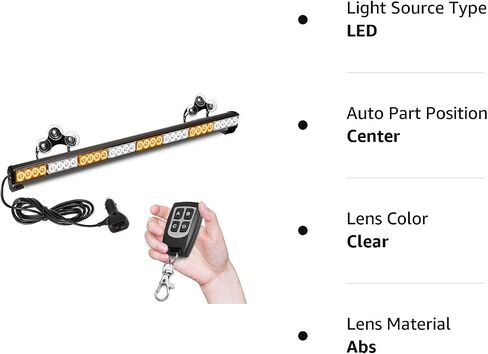 TeddyTT 32 LED 35.5" High Intensity Hazard Emergency Warning Tow Traffic Advisor Flash Strobe Directional Light Bar with Wireless Remote Control (Blue & White & Blue, 35.5'') in Saudi Arabia