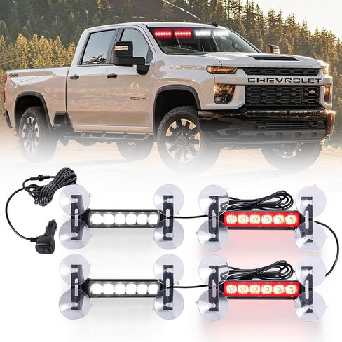 4X 6.1 inch Emergency Strobe Police Lights Red/Blue 24 LED Waterproof Hazard Warning Flashing Safety Dash Front/Rear/Side Windshield Lights for First response vehicle Trucks Car in Saudi Arabia