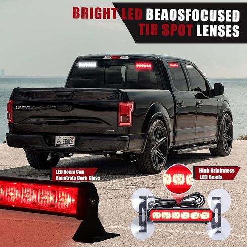 4X 6.1 inch Emergency Strobe Police Lights Red/Blue 24 LED Waterproof Hazard Warning Flashing Safety Dash Front/Rear/Side Windshield Lights for First response vehicle Trucks Car in Saudi Arabia
