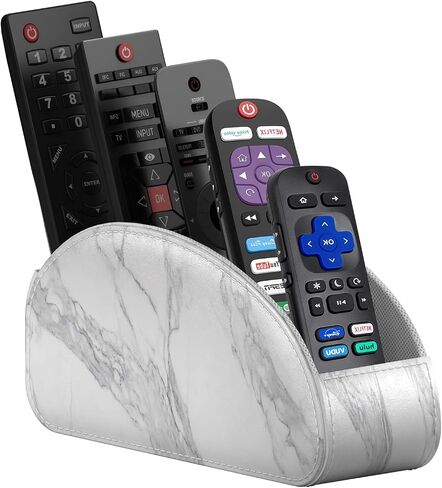 Remote Control Holder, Leather TV Remote Caddy/Box/Tray for Bedside Table/End Table/Nightstand/Office Desk/Office Supplies/Media Accessories, Fits glasses/remotes/Makeup Brushes (Grey) in Saudi Arabia
