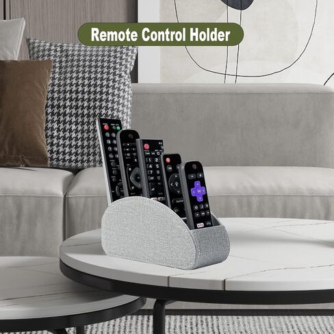Remote Control Holder, Leather TV Remote Caddy/Box/Tray for Bedside Table/End Table/Nightstand/Office Desk/Office Supplies/Media Accessories, Fits glasses/remotes/Makeup Brushes (Grey) in Saudi Arabia
