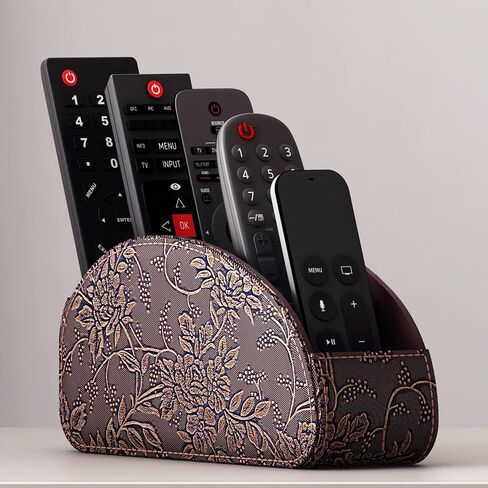 Remote Control Holder, Leather TV Remote Caddy/Box/Tray for Bedside Table/End Table/Nightstand/Office Desk/Office Supplies/Media Accessories, Fits glasses/remotes/Makeup Brushes (Grey) in Saudi Arabia