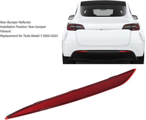 عاكس المصد الخلفي أضواء ماركر حمراء عدسة تقليم لـ Tesla 2020 إلى 2023، عاكس المصد الخلفي عدسة حمراء استبدال ضوء عاكس ذيل السيارة لـ Tesla (يسار 1034342 00 C) in Saudi Arabia