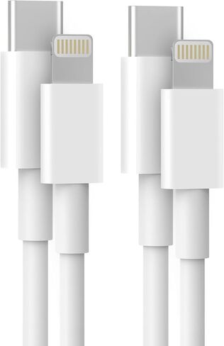 2 حزمة كابل شحن USB C إلى L بطول 6.6أقدام، سلك شاحن فائق السرعة لهاتف iPhone 13 12 11 Pro Max XS XR X 8 وiPad Pro Air Mini ومزامنة البيانات عالية السرعة in Kuwait