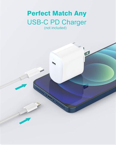 2 حزمة كابل شحن USB C إلى L بطول 6.6أقدام، سلك شاحن فائق السرعة لهاتف iPhone 13 12 11 Pro Max XS XR X 8 وiPad Pro Air Mini ومزامنة البيانات عالية السرعة in Kuwait
