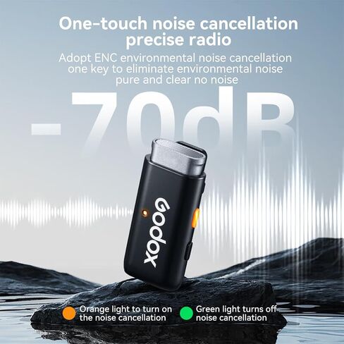 ميكروفون GODOX WES2 Kit2 2.4G لاسلكي Lavalier لهاتف iPhone 15 Pro Max وiPad وAndroid وميكروفون طية صدر السترة بخاصية إلغاء الضوضاء مع ناقل حركة بطول 656 قدم، لمدونات الفيديو/المقابلات/البث المباشر in Kuwait