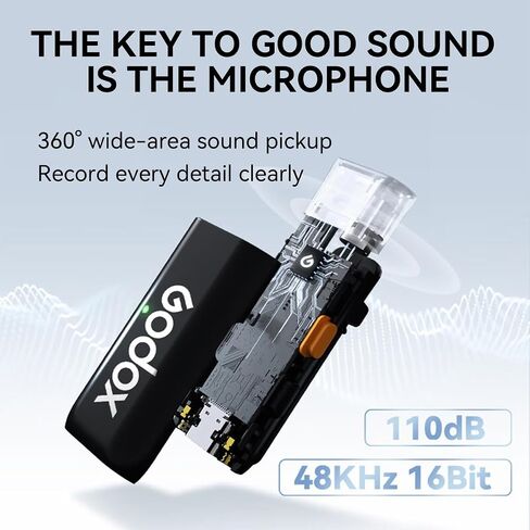 ميكروفون GODOX WES2 Kit2 2.4G لاسلكي Lavalier لهاتف iPhone 15 Pro Max وiPad وAndroid وميكروفون طية صدر السترة بخاصية إلغاء الضوضاء مع ناقل حركة بطول 656 قدم، لمدونات الفيديو/المقابلات/البث المباشر in Kuwait