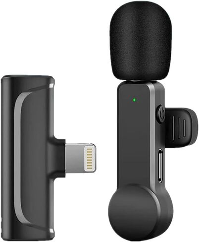 ميكروفون لاسلكي على شكل طية صدر السترة لهاتف iPhone iPad، ميكروفون لاسلكي بمشبك على طية صدر السترة لتسجيل فيديو TikTok Facebook والبث المباشر VLOG in Kuwait