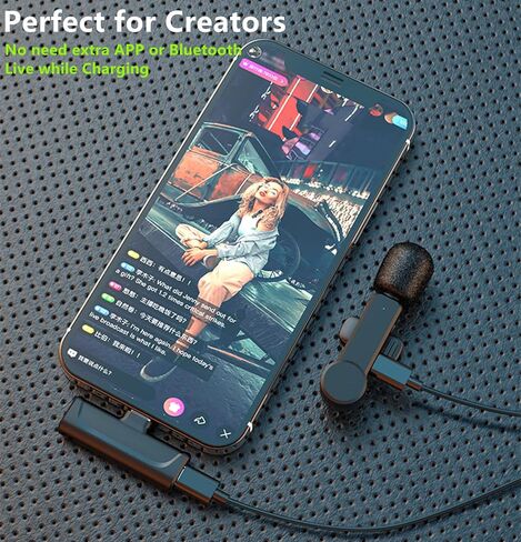 ميكروفون لاسلكي على شكل طية صدر السترة لهاتف iPhone iPad، ميكروفون لاسلكي بمشبك على طية صدر السترة لتسجيل فيديو TikTok Facebook والبث المباشر VLOG in Kuwait