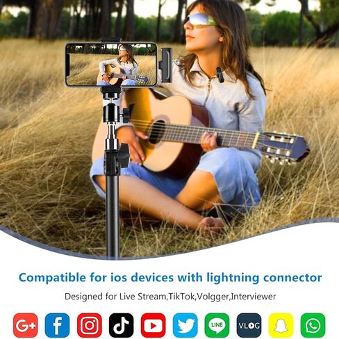 ميكروفون لاسلكي على شكل طية صدر السترة لهاتف iPhone iPad، ميكروفون لاسلكي بمشبك على طية صدر السترة لتسجيل فيديو TikTok Facebook والبث المباشر VLOG in Kuwait