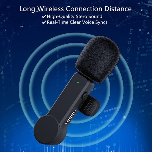 ميكروفون لاسلكي على شكل طية صدر السترة لهاتف iPhone iPad، ميكروفون لاسلكي بمشبك على طية صدر السترة لتسجيل فيديو TikTok Facebook والبث المباشر VLOG in Kuwait