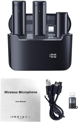 Wireless lavalier Microphone Mini Wireless Lavalier Microphone Lapel Mic Noise Reduction Compatible with Type-C Android Smartphone Tablet Live Streaming Video Recording Vlog Interview in Kuwait
