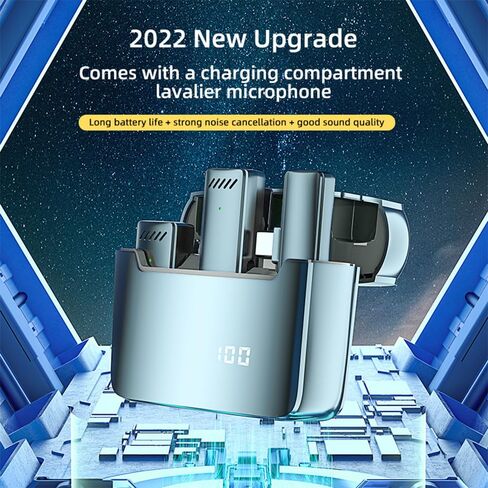 Wireless lavalier Microphone Mini Wireless Lavalier Microphone Lapel Mic Noise Reduction Compatible with Type-C Android Smartphone Tablet Live Streaming Video Recording Vlog Interview in Kuwait