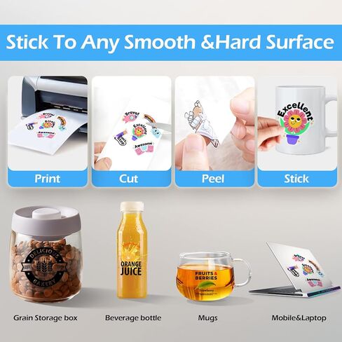 ملصق فينيل شفاف قابل للطباعة من Uinkit للطابعة النافثة للحبر 25 حزمة من ملصقات الفينيل المقاومة للماء مقاس حرف شفاف 8.5 × 11 (25، نفث الحبر الشفاف) in Kuwait