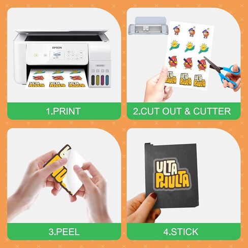 ورق لاصق شفاف من الفينيل قابل للطباعة من MECOLOUR للطابعة النافثة للحبر - 30 ورقة - - 8.5 × 11 بوصة للملصقات الشخصية التي تصنعها بنفسك in Kuwait