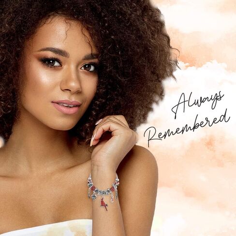 سوار كريستال كاردينال ساحر رمز إنفينيتي مع صندوق بطاقات قصيدة الروح ذات الريش الأحمر هدية تذكارية للحزن in Kuwait