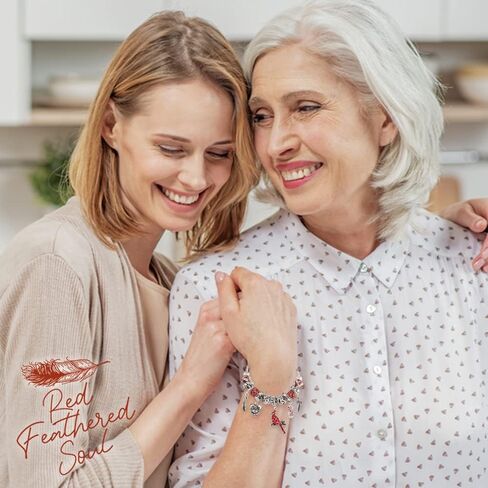 سوار كريستال كاردينال ساحر رمز إنفينيتي مع صندوق بطاقات قصيدة الروح ذات الريش الأحمر هدية تذكارية للحزن in Kuwait