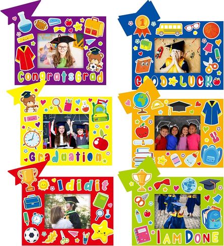2024 Graduation Gifts for Kids, 24 Pcs Graduation Picture Frame Craft Kits Congrats Grad DIY Craft Art Grad Paper Frames and 12 Sheets Graduation Stickers Party Classroom Kindergarten Preschool in Saudi Arabia