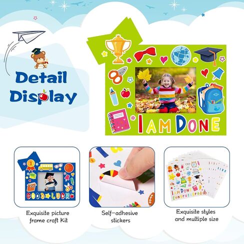 2024 Graduation Gifts for Kids, 24 Pcs Graduation Picture Frame Craft Kits Congrats Grad DIY Craft Art Grad Paper Frames and 12 Sheets Graduation Stickers Party Classroom Kindergarten Preschool in Saudi Arabia