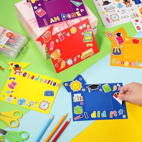 2024 Graduation Gifts for Kids, 24 Pcs Graduation Picture Frame Craft Kits Congrats Grad DIY Craft Art Grad Paper Frames and 12 Sheets Graduation Stickers Party Classroom Kindergarten Preschool in Saudi Arabia