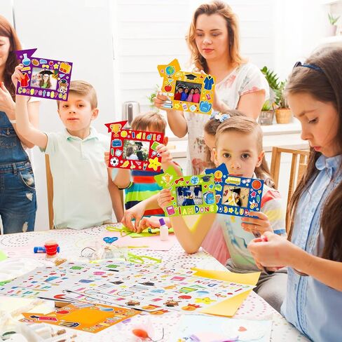 2024 Graduation Gifts for Kids, 24 Pcs Graduation Picture Frame Craft Kits Congrats Grad DIY Craft Art Grad Paper Frames and 12 Sheets Graduation Stickers Party Classroom Kindergarten Preschool in Saudi Arabia