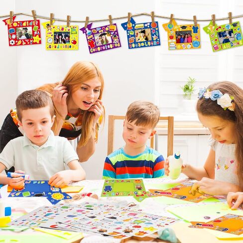 2024 Graduation Gifts for Kids, 24 Pcs Graduation Picture Frame Craft Kits Congrats Grad DIY Craft Art Grad Paper Frames and 12 Sheets Graduation Stickers Party Classroom Kindergarten Preschool in Saudi Arabia