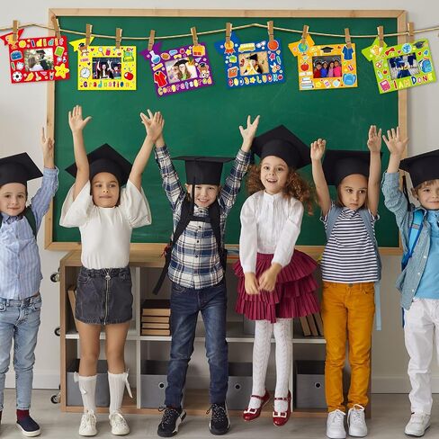 2024 Graduation Gifts for Kids, 24 Pcs Graduation Picture Frame Craft Kits Congrats Grad DIY Craft Art Grad Paper Frames and 12 Sheets Graduation Stickers Party Classroom Kindergarten Preschool in Saudi Arabia
