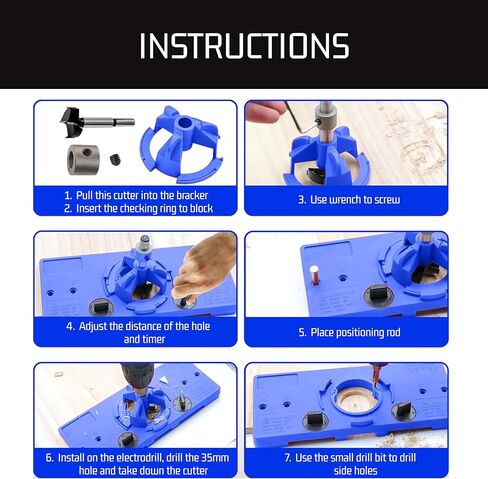 مفصلات بولت بالقطارة مخفية - رقصة الأجهزة لباب الخزانة، الدرج، الرف - قالب حفر فتحة الخزانة - رقصة مفصلة الباب - يجب أن تحتوي على أدوات النجارة - مجموعة أدوات الحفر المفصلي للأرفف in Kuwait