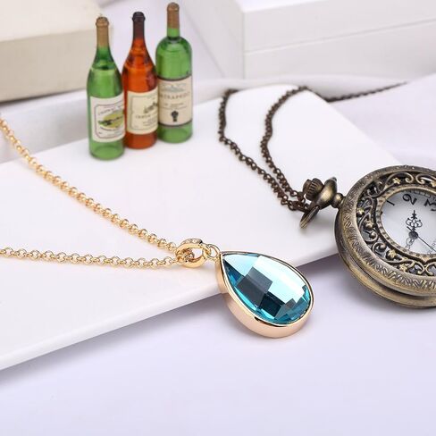 كروكل قلادة على شكل الماء مطلية بالذهب شامبين مصنوعة من الزجاج - NES0020 in Kuwait