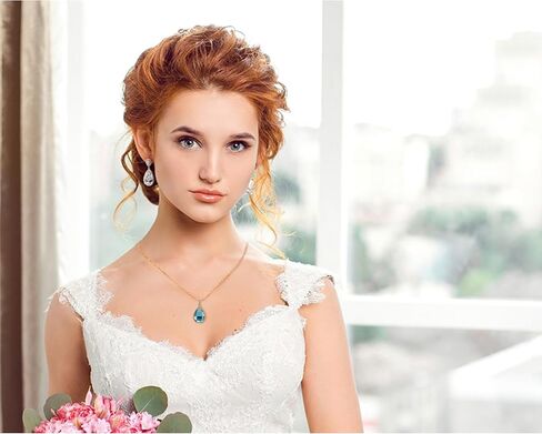 كروكل قلادة على شكل الماء مطلية بالذهب شامبين مصنوعة من الزجاج - NES0020 in Kuwait