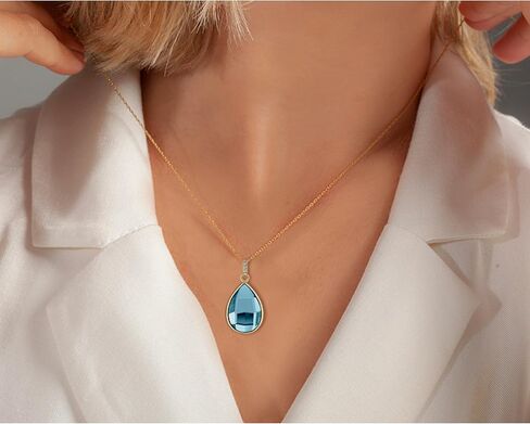 كروكل قلادة على شكل الماء مطلية بالذهب شامبين مصنوعة من الزجاج - NES0020 in Kuwait