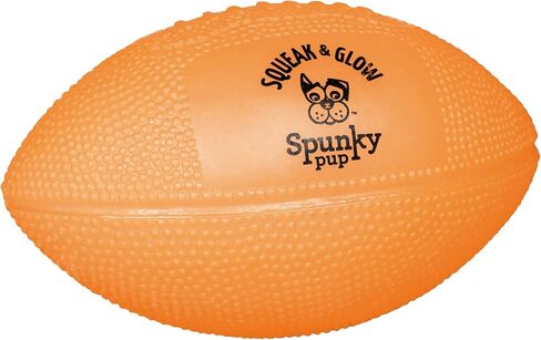 Spunky pup Squeak & Glow in the Dark Football Dog Toy | Non Toxic Day & Night Toss Footballs for Dogs | Indoor & Outdoor Active Fetch Play | Durable Waterproof & Floats | Assorted Colors in Saudi Arabia