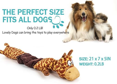 Squeaky Elastic Dog Toy for Boredom, Stuffed Animals Toy with Crinkle Paper, Tough Dog Chew Toy Tug-of-war Toy for Chewers, Interactive Puppy Toy for Small Medium Large Breed (Giraffe) in Saudi Arabia