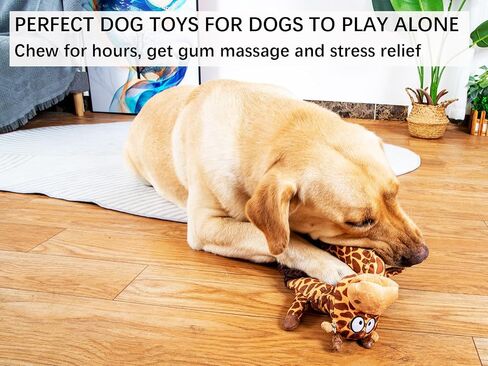 Squeaky Elastic Dog Toy for Boredom, Stuffed Animals Toy with Crinkle Paper, Tough Dog Chew Toy Tug-of-war Toy for Chewers, Interactive Puppy Toy for Small Medium Large Breed (Giraffe) in Saudi Arabia