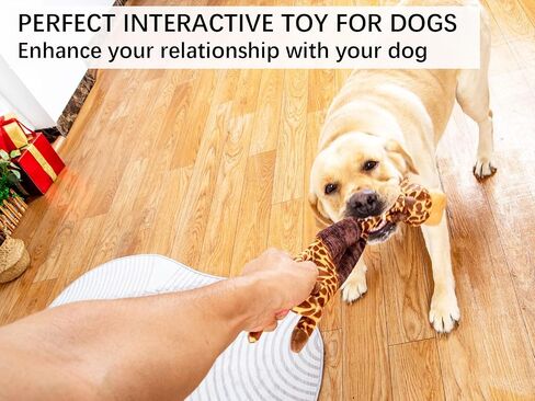 Squeaky Elastic Dog Toy for Boredom, Stuffed Animals Toy with Crinkle Paper, Tough Dog Chew Toy Tug-of-war Toy for Chewers, Interactive Puppy Toy for Small Medium Large Breed (Giraffe) in Saudi Arabia