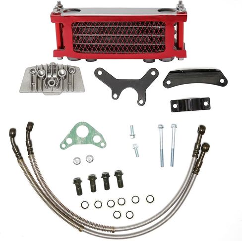 UOIENRT Universal Motorcycle Engine Oil Cooler 70cc 110cc 125cc 140cc Pit Bike Dirt Bike Monkey Bike DAX Pocket Bike Oil Cooler Set (gold) in Saudi Arabia