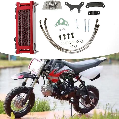 UOIENRT Universal Motorcycle Engine Oil Cooler 70cc 110cc 125cc 140cc Pit Bike Dirt Bike Monkey Bike DAX Pocket Bike Oil Cooler Set (gold) in Saudi Arabia