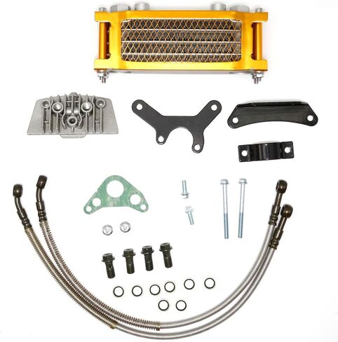 UOIENRT Universal Motorcycle Engine Oil Cooler 70cc 110cc 125cc 140cc Pit Bike Dirt Bike Monkey Bike DAX Pocket Bike Oil Cooler Set (gold) in Saudi Arabia