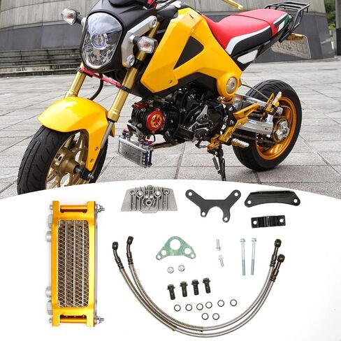 UOIENRT Universal Motorcycle Engine Oil Cooler 70cc 110cc 125cc 140cc Pit Bike Dirt Bike Monkey Bike DAX Pocket Bike Oil Cooler Set (gold) in Saudi Arabia