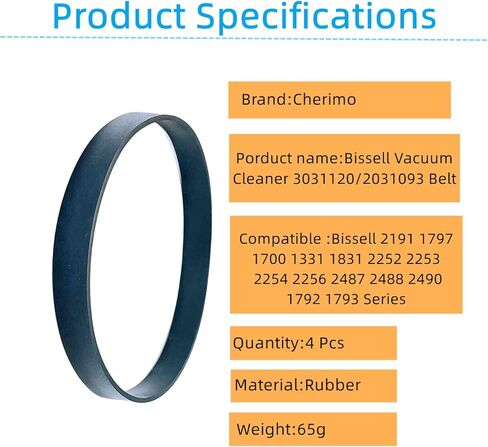 الجزء 3031120، أحزمة بديلة لمكنسة بيسيل الكهربائية، تناسب موديلات استبدال الأجزاء 2031093/32074 / 3031123 (عبوة من 4 قطع) in Kuwait