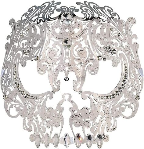 قناع تنكر جمجمة كامل الوجه من Qavctw، قناع تنكري ماردي جراس، قناع معدني للهالوين in Kuwait