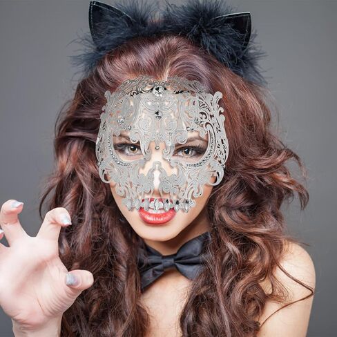 قناع تنكر جمجمة كامل الوجه من Qavctw، قناع تنكري ماردي جراس، قناع معدني للهالوين in Kuwait