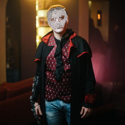 قناع تنكر جمجمة كامل الوجه من Qavctw، قناع تنكري ماردي جراس، قناع معدني للهالوين in Kuwait