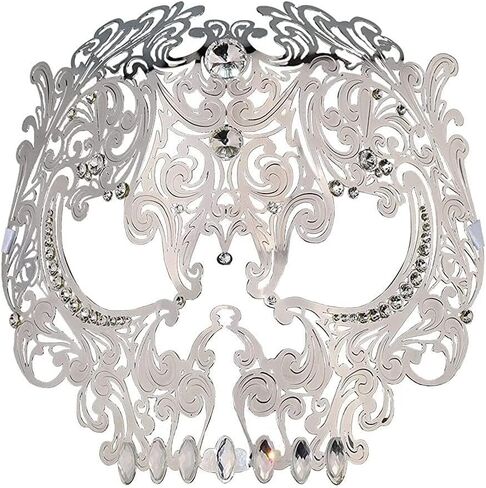 قناع تنكر جمجمة كامل الوجه من Qavctw، قناع تنكري ماردي جراس، قناع معدني للهالوين in Kuwait